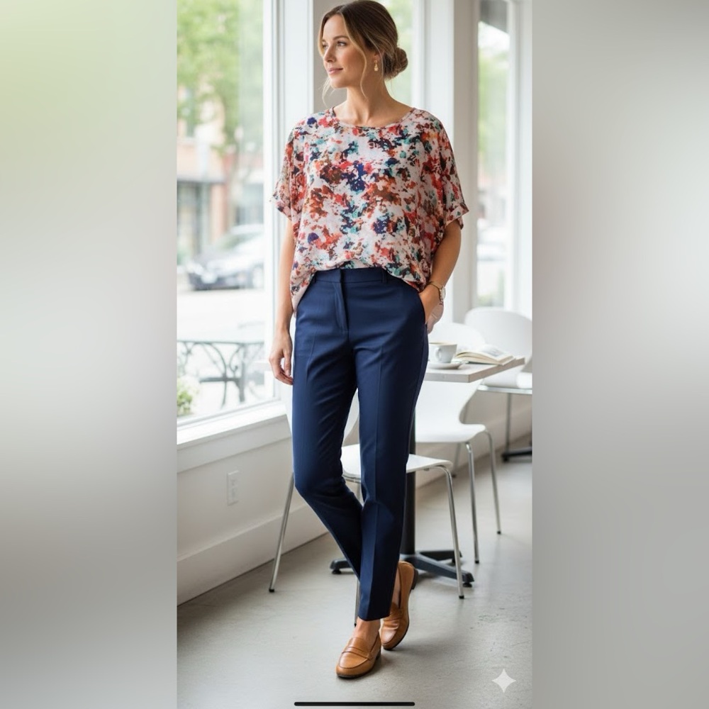 a.n.a. a new approach Multicolored Blouse women’s size X-Large floral top sheer